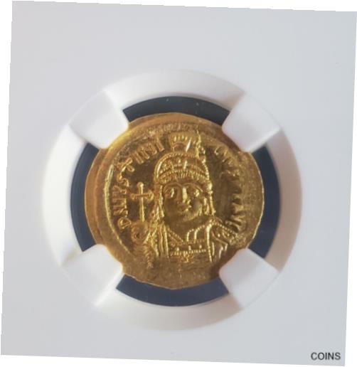  アンティークコイン コイン 金貨 銀貨  Byzantine Empire Justinian I Gold Solidus NGC MS 4/4 Ancient Coin