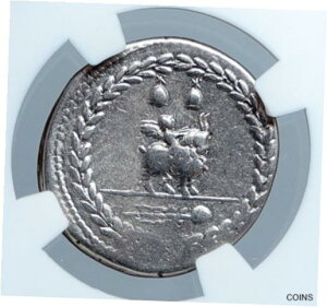 ローマ共和国 85BC ヴェヨヴィス ジーニアス ゴート アマルテイア 古代銀貨 NGC i59898Roman Republic 85BC Vejovis Genius Goat Amaltheia Ancient Silver Coin NGC i59898