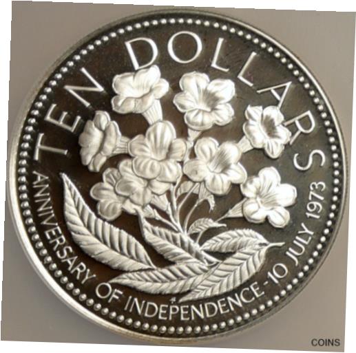 【極美品/品質保証書付】 アンティークコイン コイン 金貨 銀貨 [送料無料] 1976 The BAHAMAS Independence Flowers VINTAGE Proof Silver $10 Coin NGC i103897