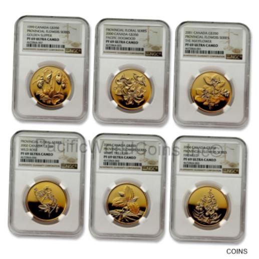 【極美品/品質保証書付】 アンティークコイン 金貨 Canada 1999-2004 Provincial Flowers Series 6 coins Gold NGC PF69 UC SKU#7069 [送料無料] #gct-wr-011201-11356