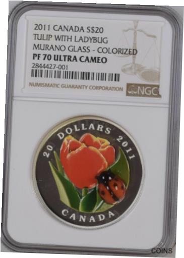 【極美品/品質保証書付】 アンティークコイン 銀貨 2011 Canada NGC PF 70 Ultra Cameo $20 Tulip with Ladybug 1 oz Silver Coin [送料無料] #sct-wr-011201-7080