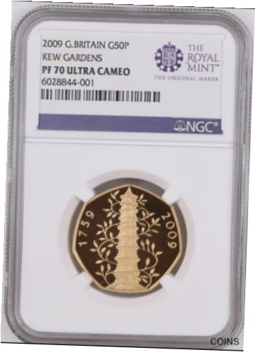 【極美品/品質保証書付】 アンティークコイン 金貨 Very Rare! 2009 Kew Gardens 50p Gold NGC PF70 Ultra Cameo - Royal Mint Label! [送料無料] #got-wr-011201-8143