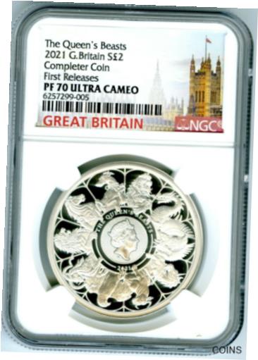  アンティークコイン コイン 金貨 銀貨  2021 GREAT BRITAIN 1OZ SILVER PROOF NGC PF70 UCAM QUEEN'S BEASTS COMPLETER COIN