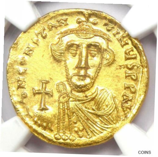  アンティークコイン コイン 金貨 銀貨  Byzantine Constans II AV Solidus Gold Coin 641-668 AD - Certified NGC MS (UNC)