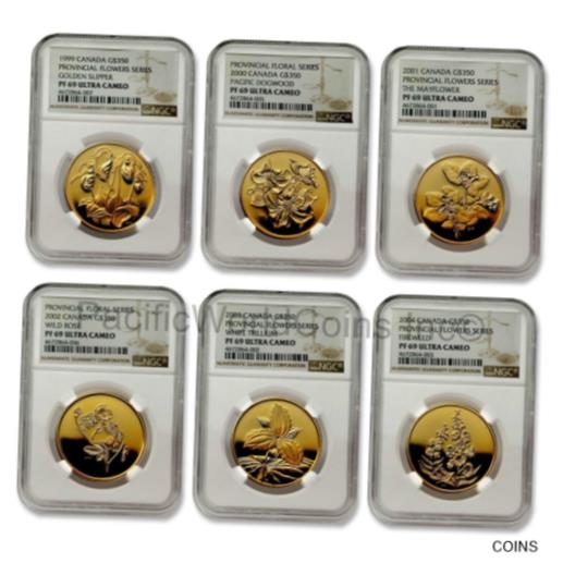 【極美品/品質保証書付】 アンティークコイン 金貨 Canada 1999-2004 Provincial Flowers Series 6 coins Gold NGC PF69 UC SKU#7069 [送料無料] #gct-wr-011201-9677
