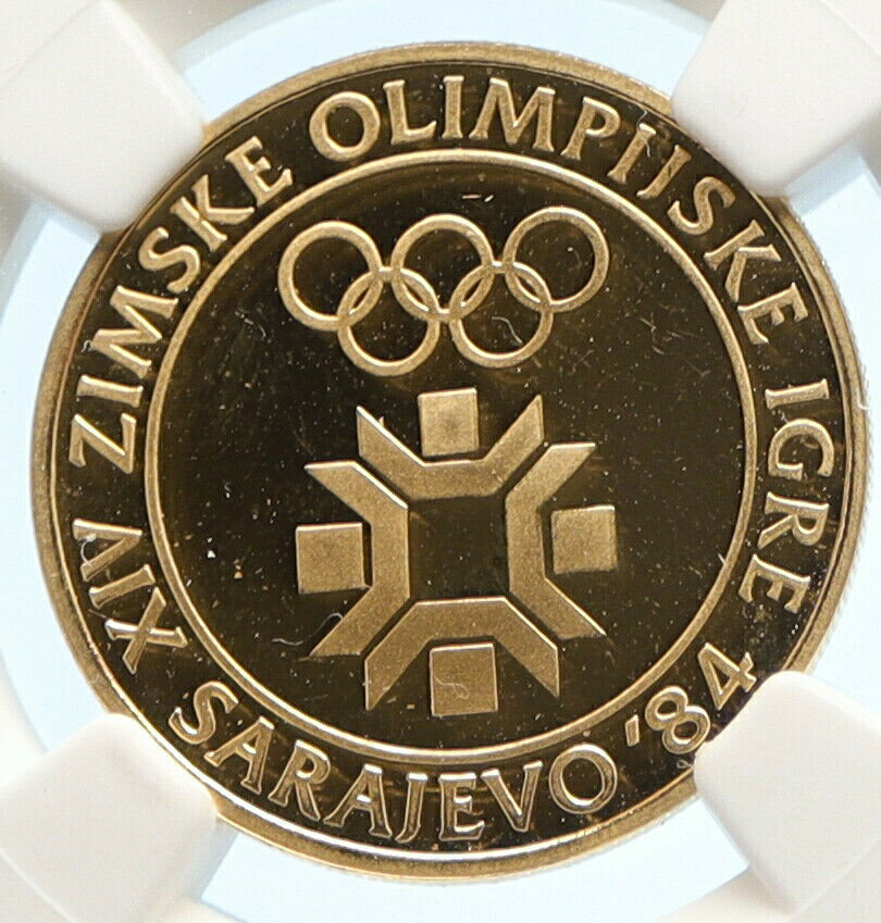 【極美品/品質保証書付】 アンティークコイン 金貨 1982 YUGOSLAVIA Sarajevo XIV 1984 Olympic Games LOGO Gold 5000 D Coin NGC i95619 [送料無料] #gct-wr-011201-12065
