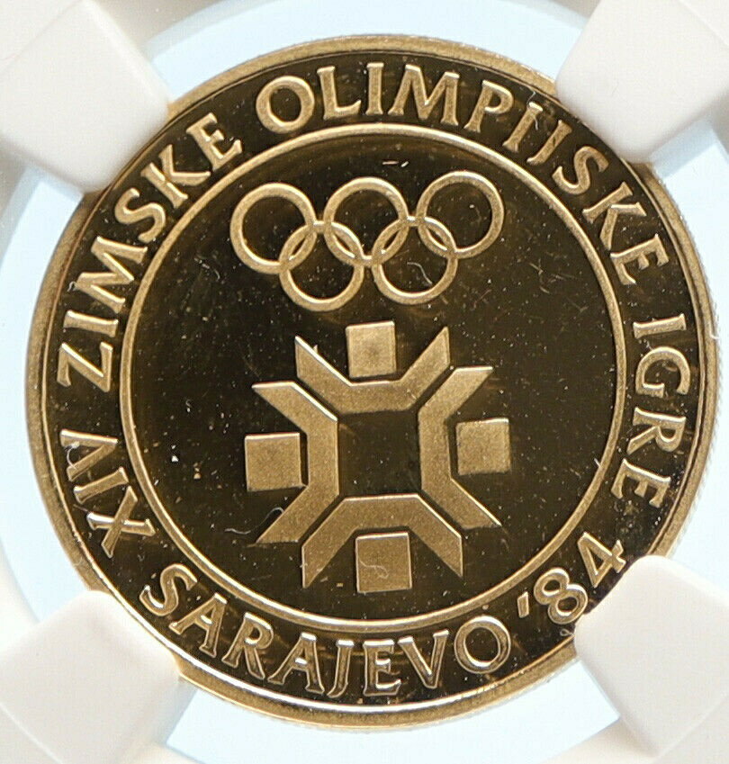 【極美品/品質保証書付】 アンティークコイン 金貨 1982 YUGOSLAVIA Sarajevo XIV 1984 Olympic Games LOGO Gold 5000 D Coin NGC i95619 [送料無料] #gct-wr-011201-12100