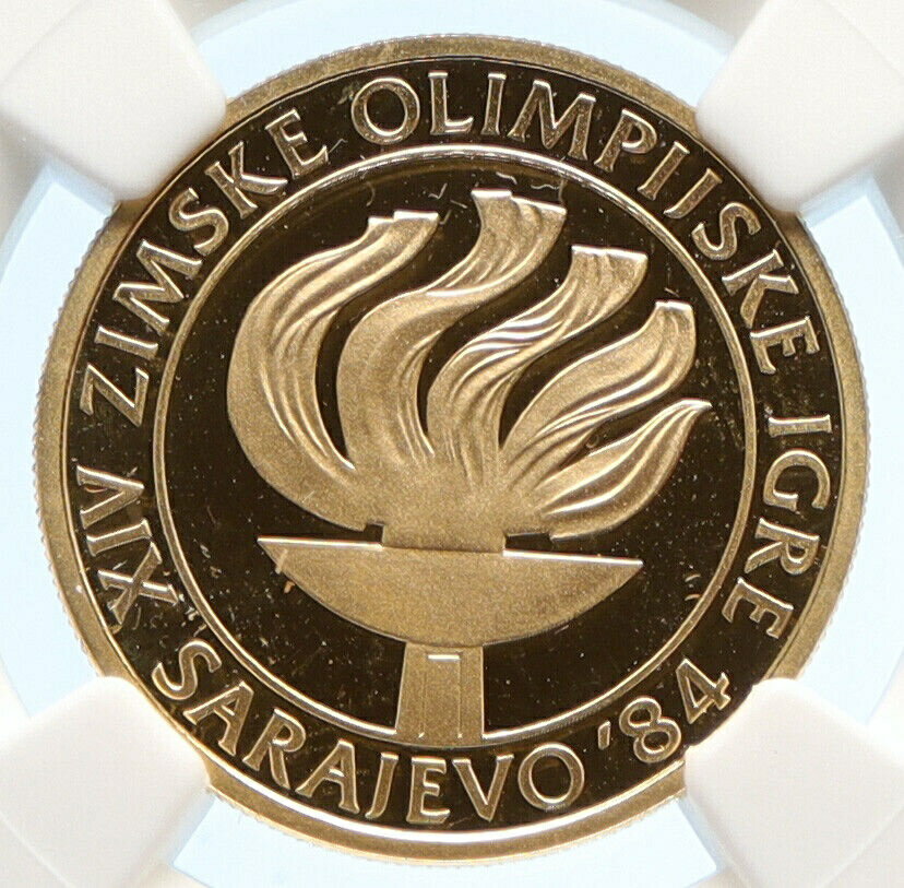 【極美品/品質保証書付】 アンティークコイン 金貨 1984 YUGOSLAVIA Sarajevo XIV Olympic Games TORCH Gold 5000 Dinar Coin NGC i95618 [送料無料] #gct-wr-011201-12314