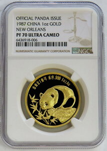 1987 ゴールド チャイナ パンダ NGC プルーフ 70 UC ニューオーリンズ 中国アメリカ博覧会 1 オンス コイン1987 GOLD CHINA PANDA NGC PROOF 70 UC NEW ORLEANS SINO-AMERICAN EXPO 1 OZ COIN