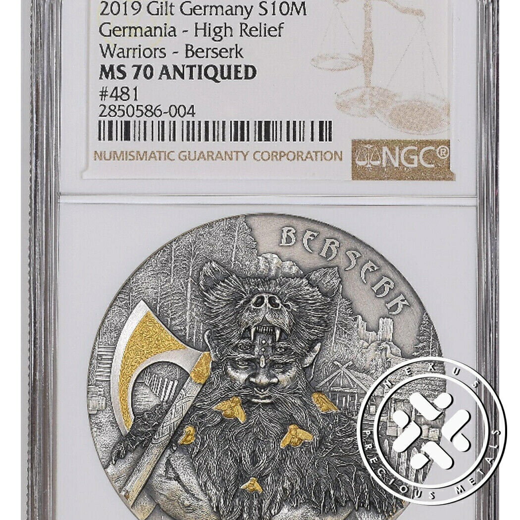 ڶ/ʼݾڽա ƥ    [̵] 2019 NGC MS70 Antiqued Germania 10 Mark The Warriors 