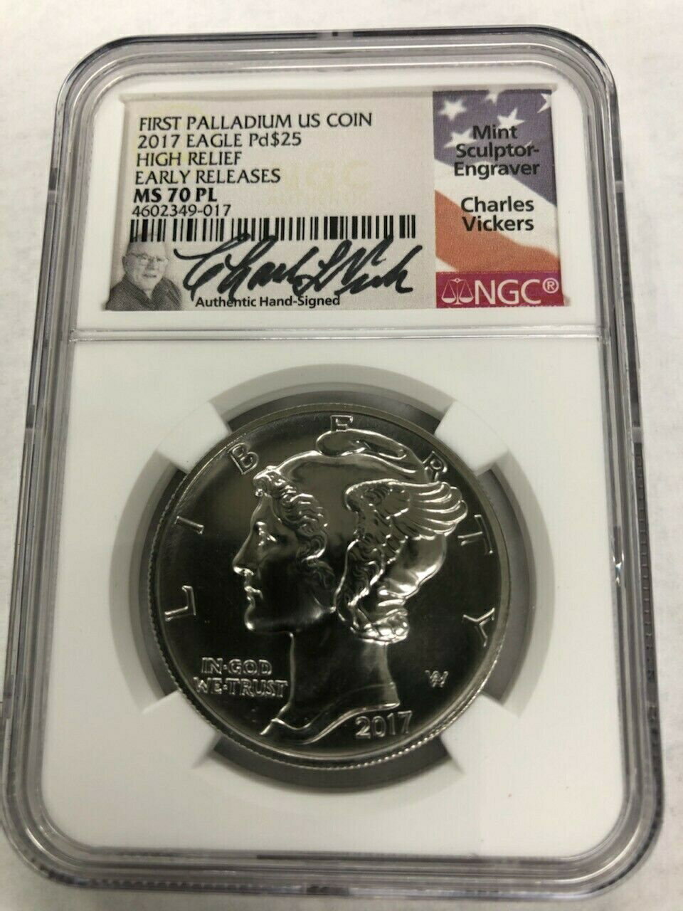 【極美品/品質保証書付】 アンティークコイン 硬貨 2017P NGC $25 1oz Palladium Eagle Ms70PL ER Signed By Charles Vickers (POP 15) [送料無料] #oot-wr-011201-14212