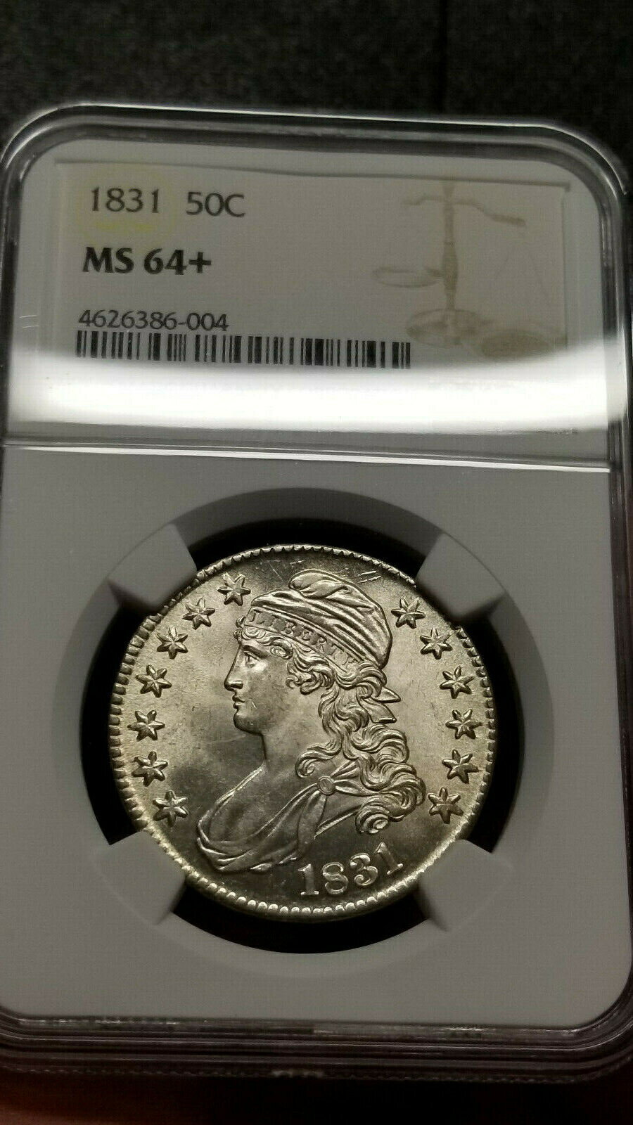 【極美品/品質保証書付】 アンティークコイン 硬貨 Rare Condition Capped Bust Half Dollar 1831 Type 1 Lettered Edge MS 64+ NGC [送料無料] #oot-wr-011201-14588