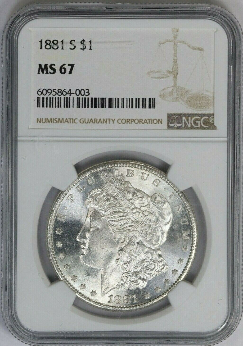  アンティークコイン コイン 金貨 銀貨  1881-S NGC Silver Morgan Dollar MS67 Eye Appealing White Coin