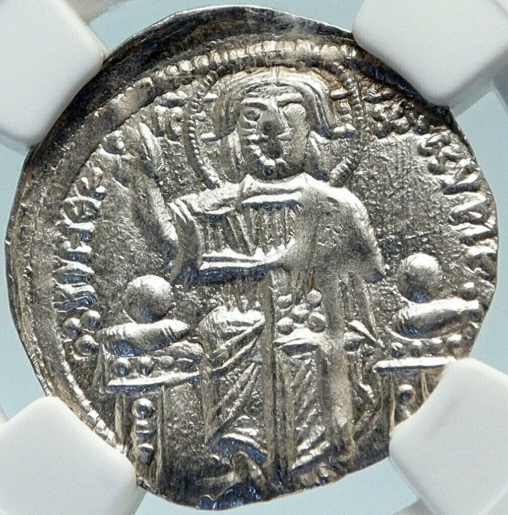  アンティークコイン コイン 金貨 銀貨  ANDRONICUS II PALAEOLOGUS Silver Basilicon Byzantine Coin CHRIST NGC i84254