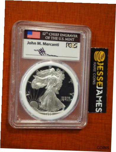  アンティークコイン 銀貨 1993 P PROOF SILVER EAGLE PCGS PR70 JOHN MERCANTI SIGNED MINT ENGRAVER SERIES  #sot-wr-011201-155