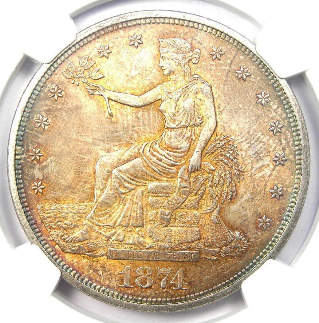 ڶ/ʼݾڽա ƥ    [̵] 1874-P Trade Silver Dollar T$1 Coin (1874) - NGC Uncirculated Detail (UNC MS)