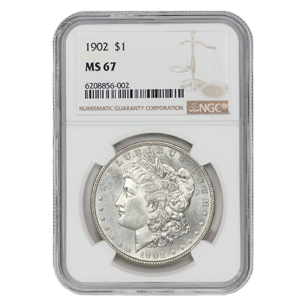 【極美品/品質保証書付】 アンティークコイン 銀貨 1902 $1 Silver Morgan Dollar NGC MS67 gem graded Philadelphia Blast White coin [送料無料] #sct-wr-011201-15728