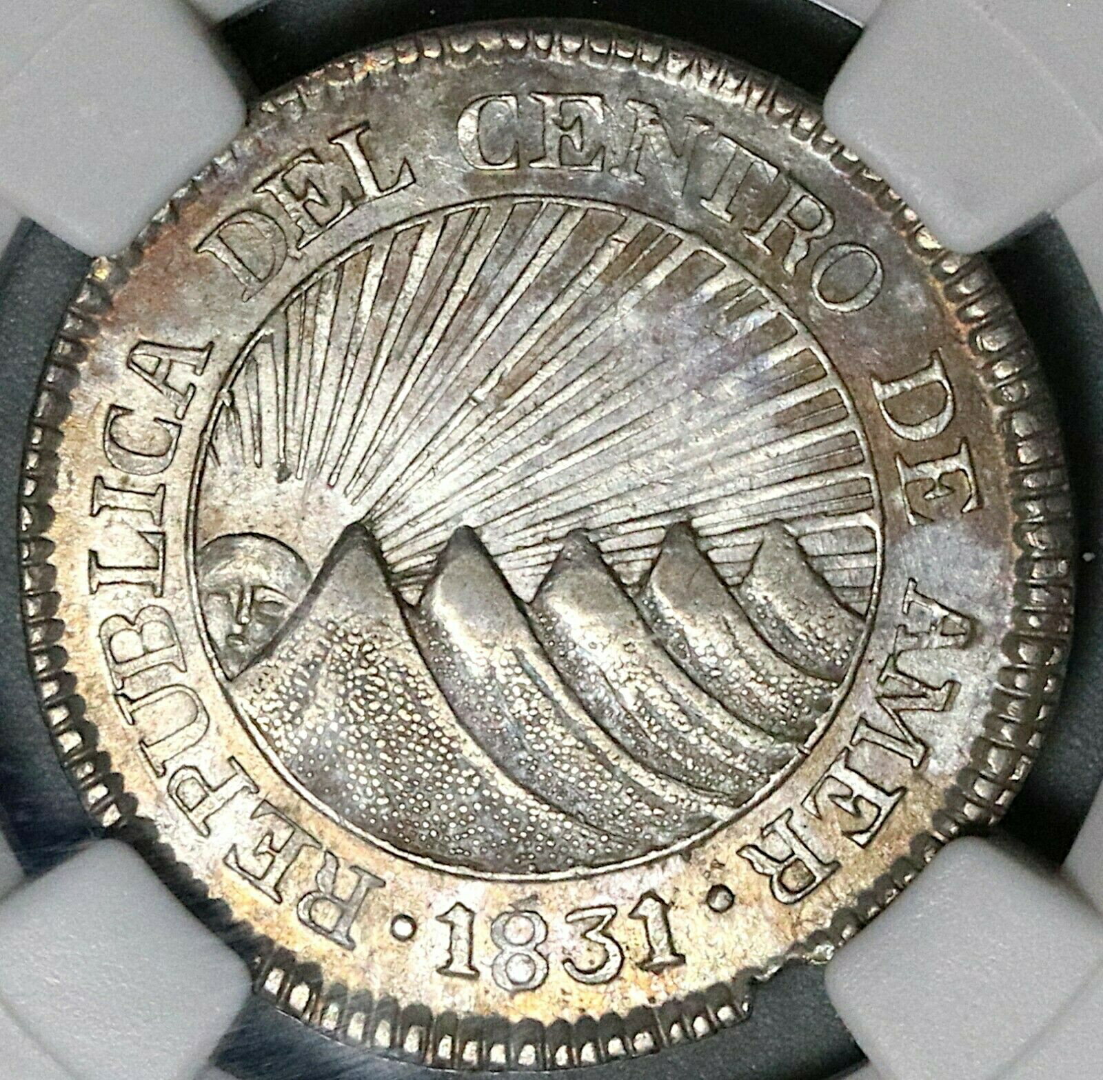 ڶ/ʼݾڽա ƥ    [̵] 1831-T NGC AU 55 Central American 2 Reales Honduras Coin POP 5/1 (21101702C)