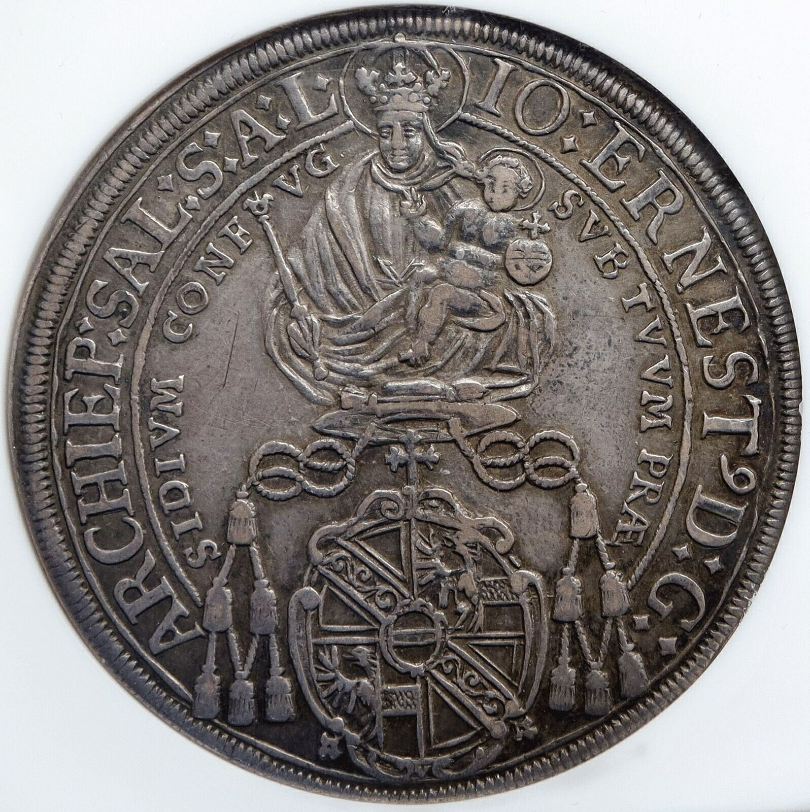 【極美品/品質保証書付】 アンティークコイン 銀貨 1694 AUSTRIA Salzburg Saint RUPERT Madonna ANTIQUE Silver Taler Coin NGC i89060 [送料無料] #sct-wr-011201-16388