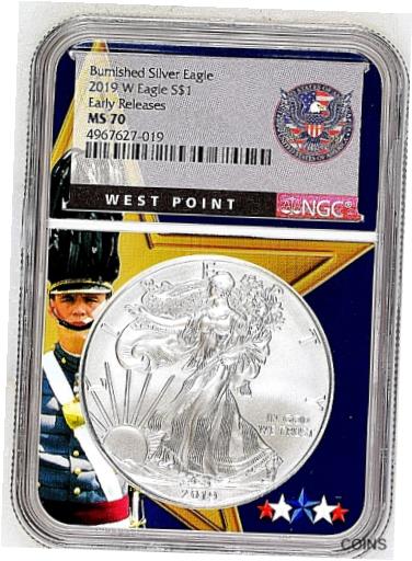  アンティークコイン コイン 金貨 銀貨  2019 W Burnished Silver Eagle NGC MS 70 Early Releases West Point Photo Label
