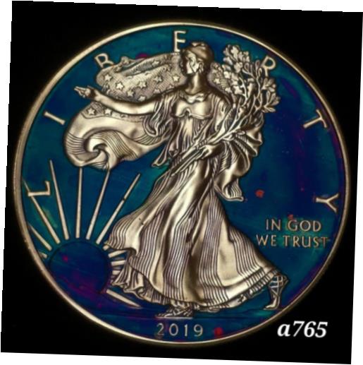 yɔi/iۏ؏tz AeB[NRC  Silver American Eagle Coin Colorful Rainbow Toned #a765 (reed mark) [] #scf-wr-011259-250