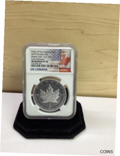  アンティークコイン コイン 金貨 銀貨  2019 Canada Maple Leaf $5 U.S. Set First Day of Issue NGC Modified PF70 Silver