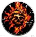 2020 アメリカン イーグル バーニング スカル & スネーク カラー化 1オンス .999 シルバー コイン2020 American Eagle BURNING SKULL & SNAKE Colorized 1oz .999 Silver Coin