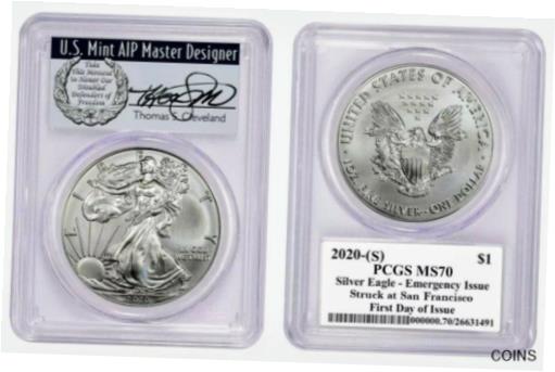 2020 (S) ASE $1 PCGS MS70 Emergency Issue Struck at San Francisco FDOI Cleveland※関税は当ショップ負担（お客様負担無し）※全国送料無料・海外輸送無料※商品の状態...