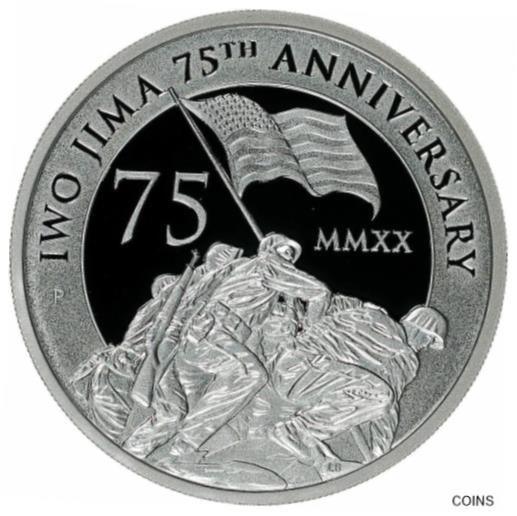 2020 ツバル $2 75 周年記念硫黄島 2 オンス .999 上質銀貨2020 Tuvalu $2 75th Anniversary Iwo Jima 2 oz .999 Fine Silver Coin