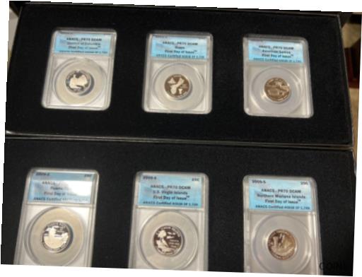  アンティークコイン コイン 金貨 銀貨  2009S ANACS 6 Coin Limited Edition Set DC & Territories Proof 70 Silver In Boxes