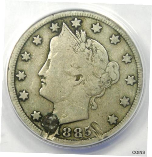 【極美品/品質保証書付】 アンティークコイン コイン 金貨 銀貨 送料無料 1885 Liberty Nickel 5C - ANACS F12 Detail (Plugged) - Rare Date Certified Coin