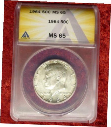 yɔi/iۏ؏tz AeB[NRC RC   [] 1964 ANACS MS 65 Silver Kennedy Half Dollar, MS 65 Silver 50-Cent Coin