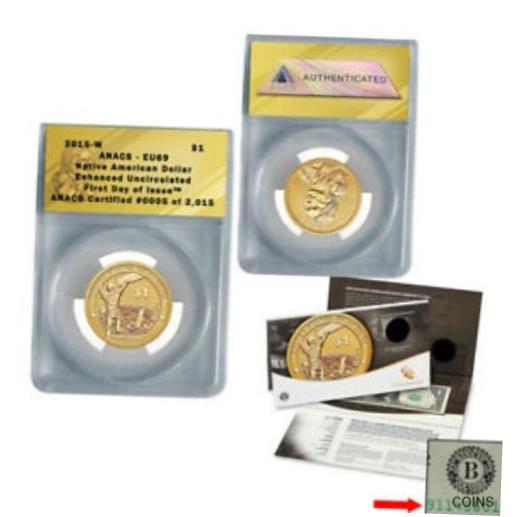  アンティークコイン コイン 金貨 銀貨  2015 Mohawk Ironworkers Native American $1 Enhanced Coin EU69 & Currency Set