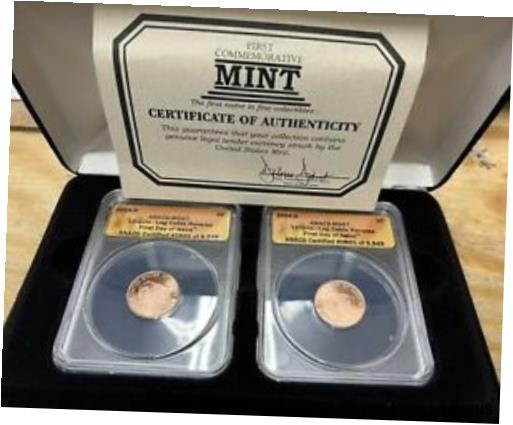 【極美品/品質保証書付】 アンティークコイン コイン 金貨 銀貨 [送料無料] 2009 P & D Lincoln Log Cabin Cent First Day of Issue 2 Coin Set ANACS MS67