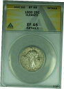 1930 スタンディング リバティ シルバー クォーター 25c コイン ANACS EF-45 Dets/Clnd (38)1930 Standing Liberty Silver Quarter 25c Coin ANACS EF-45 Dets/Clnd (38)(3)