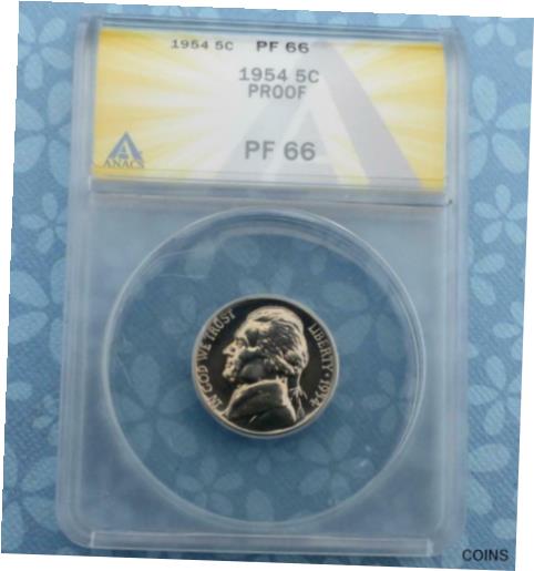 yɔi/iۏ؏tz AeB[NRC RC   [] 1954 ANACS PF 66 Jefferson Nickel, ANACS Certified Gem Proof 66 5-Cent Coin