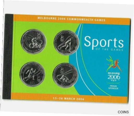 ڶ/ʼݾڽա ƥ    [̵] 2006 Commonwealth Games prestige BOOKLET 4 x 50c Unc coin set + 10x 50c stamps