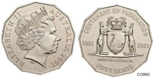 【極美品/品質保証書付】 アンティークコイン 硬貨 2001 Federation 50c Coin ( WA ) Coat of Arms of WESTERN AUS UNCIRCULATED MINT 送料無料 ocf-wr-011274-1963