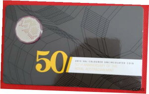オーストラリア 2015 カード上の 50 セント カラー ビーハイブ 50 周年記念コイン。AUSTRALIA 2015 50 CENT COLOURED BEEHIVE 50TH ANNIVERSARY COIN ON CARD.
