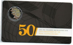 オーストラリア: 2015 カード上の 50 セント カラー ビーハイブ 50 周年記念コインAUSTRALIA: 2015 50 CENT COLOURED BEEHIVE 50TH ANNIVERSARY COIN ON CARD