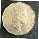 オーストラリア 1993 50c エリザベス 2 世の紋章が流通した光沢のあるコインAustralia 1993 50c Elizabeth II coat o...