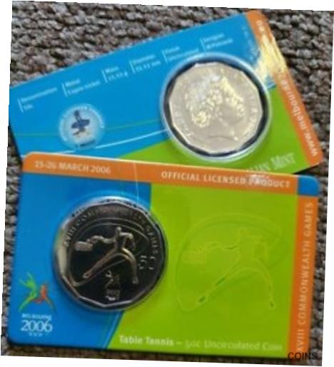 【極美品/品質保証書付】 アンティークコイン コイン 金貨 銀貨 [送料無料] 2006 Commonwealth Games " Table Tennis " Australian 50 Cent Coin in Card