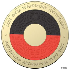 ユニークなオーストラリアの 2 ドル コイン 2021 50th Ann。アボリジニの旗が配布されましたUnique Australian $2 Dollar Coin 2021 50th Ann. Aboriginal Flag CIRCULATED