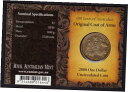 オリジナル紋章 $1 コイン 2008 'S' 造幣局マーク UNC カード付きOriginal Coat of Arms $1 Coin 2008 'S' M...