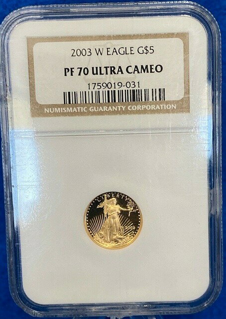 【極美品/品質保証書付】 アンティークコイン コイン 金貨 銀貨 [送料無料] 2003-W $5 Gold American Proof Eagle 1/10 Oz. NGC PF70 Ultra Cameo