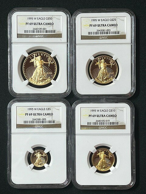 【極美品/品質保証書付】 アンティークコイン 金貨 1995-W 4 Coin Proof Gold Eagle Set NGC PF69 PR69 Ultra Cameo [送料無料] #gct-wr-011749-2915