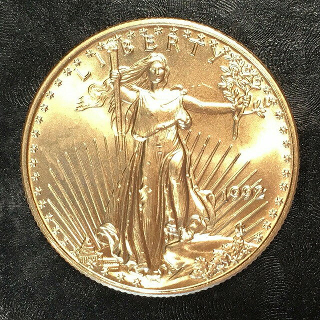 【極美品/品質保証書付】 アンティークコイン コイン 金貨 銀貨 送料無料 1992 American Gold eagle 1/2oz 25 Gold Coin - High Quality Scans E586