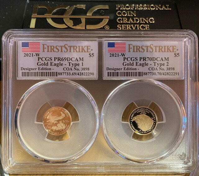  アンティークコイン コイン 金貨 銀貨  2021-W Gold Designer Set FIRST STRIKE PR69/70DCAM PCGS dual encapsulation w/COA