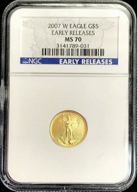 yɔi/iۏ؏tz AeB[NRC RC   [] 2007 W GOLD US AMERICAN EAGLE $5 COIN 1/10 OZ NGC MINT STATE 70 EARLY RELEASES