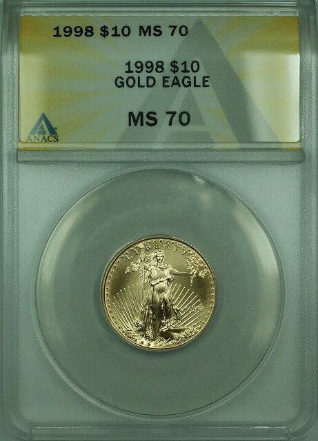 【極美品/品質保証書付】 アンティークコイン 金貨 1998 Gold American Eagle 1/4 Oz $10 AGE Coin ANACS MS-70 [送料無料] #gcf-wr-011749-4354